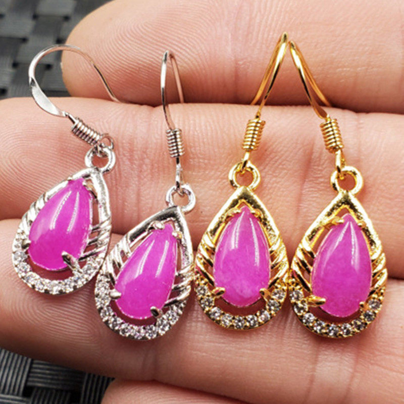 玉石耳环桃花玉水滴耳环粉色玉石水滴耳环玉水滴耳坠耳饰,珠宝/钻石/翡翠,耳饰,淘宝优惠券,粉丝福利购,淘宝优惠卷
