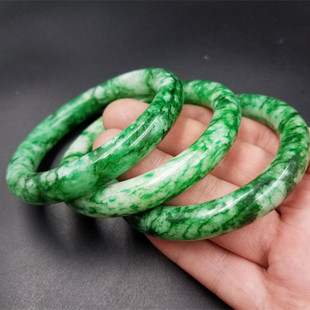 新款精美天然玉石玉干青圆条手链干青阳绿手链绿色玉石手镯