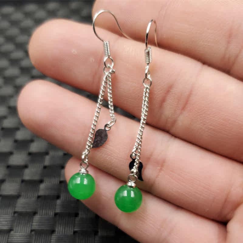 玉石耳环碧绿色圆珠耳环绿石英岩玉圆珠耳环玉耳坠耳线,珠宝/钻石/翡翠,耳饰,淘宝优惠券,粉丝福利购,淘宝优惠卷