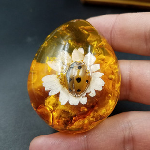 高档精美仿琥珀蜜蜡水滴挂件 透明七星瓢虫手链 蜜蜡水滴挂件