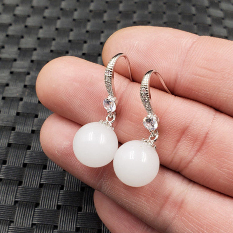 玉石耳环新疆和田白玉圆珠耳环羊脂玉圆珠耳钉金丝玉耳环玉耳饰,珠宝/钻石/翡翠,耳饰,淘宝优惠券,粉丝福利购,淘宝优惠卷