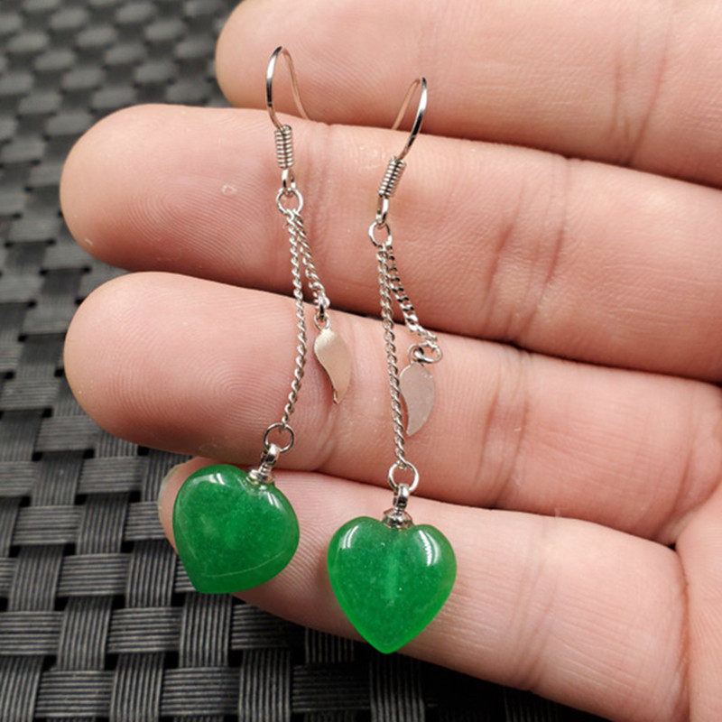 玉石耳环台湾碧玉心形耳环碧绿色石英岩玉心形耳坠玉耳线,珠宝/钻石/翡翠,耳饰,淘宝优惠券,粉丝福利购,淘宝优惠卷