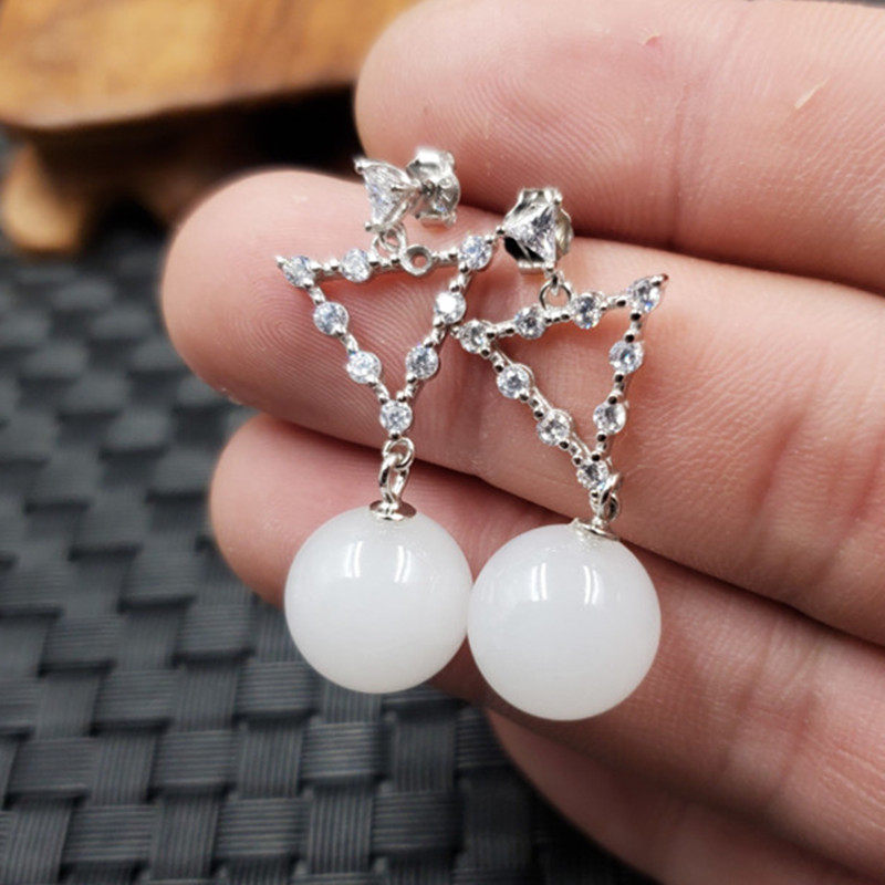 鸿玉轩新疆和田白玉圆珠耳环金丝玉圆珠耳环玉石耳环玉耳坠耳饰,珠宝/钻石/翡翠,耳饰,淘宝优惠券,粉丝福利购,淘宝优惠卷