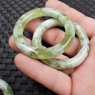 玉石挂件岫玉平安扣挂件姜花岫玉平安环吊坠项链坠车挂袈裟吊坠