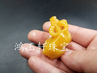 实物拍照 天然玉石a货黄龙玉牛挂件 黄玉生肖牛吊坠玉牛