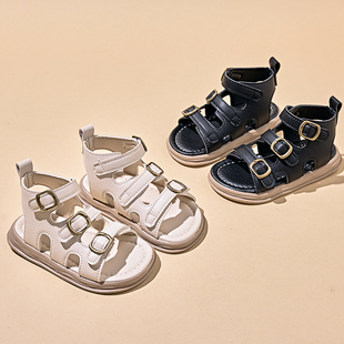 女童凉鞋2026夏季新款儿童黑色魔术贴凉拖鞋女孩中小童高帮罗马鞋