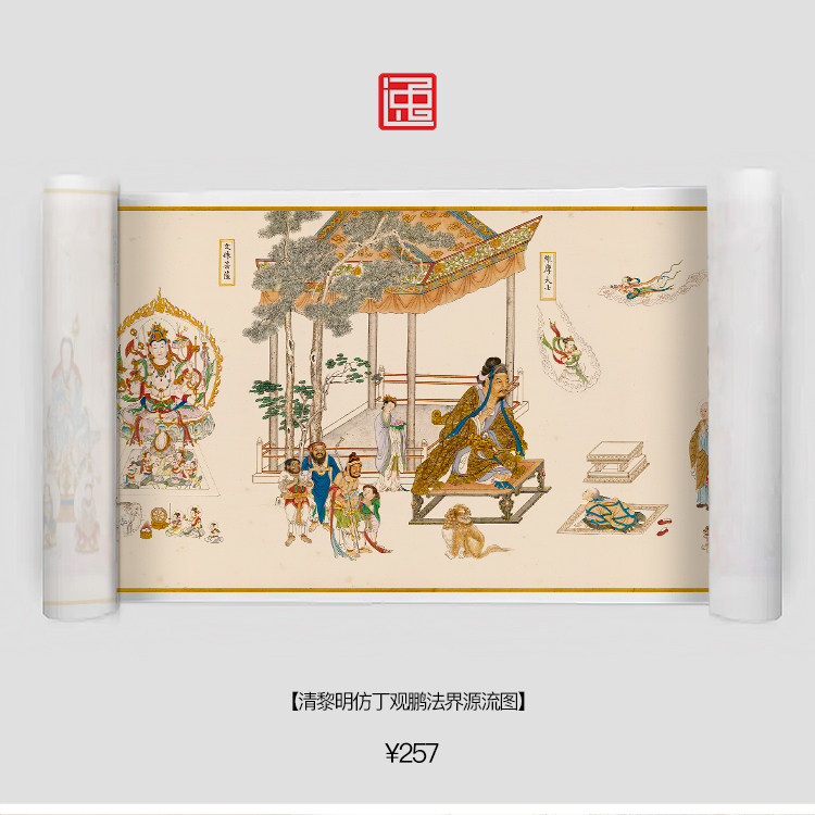 q清黎明摹法界源流图包邮古画国画复制仿古绘画无框宣纸长卷人物