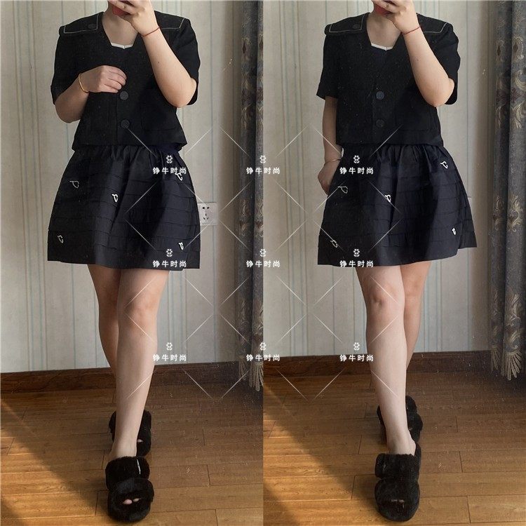 超值换购熊字母黑色海军领短款西服外套ttjk222601p jk222601p