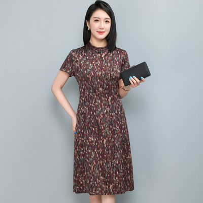 2025夏新款桑蚕丝印花真丝连衣裙