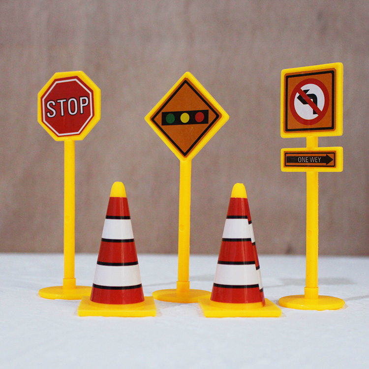 蛋糕装饰摆件交通路标工程标识障碍物标志路牌指示牌路障蛋糕装扮