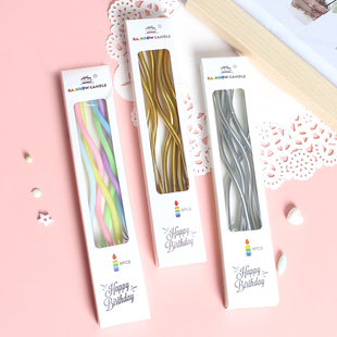 ins风复古曲线弯曲扭扭蜡烛金色银色彩色派对烘焙甜品台蛋糕装饰