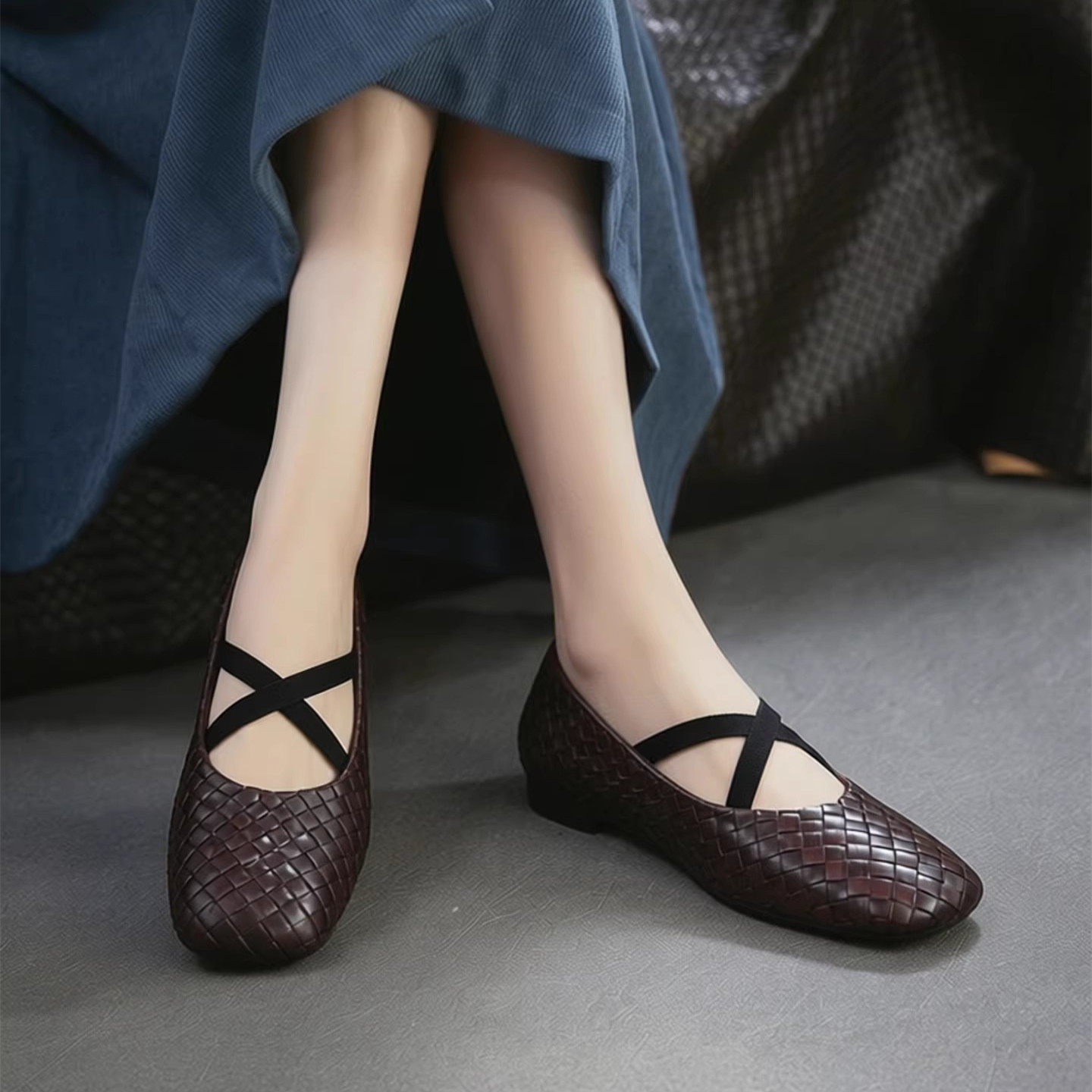 四月倾城手工编织文艺风真皮单鞋女软底浅口豆豆鞋森系方头懒人鞋,女鞋,时尚休闲鞋,淘宝优惠券,粉丝福利购,淘宝优惠卷