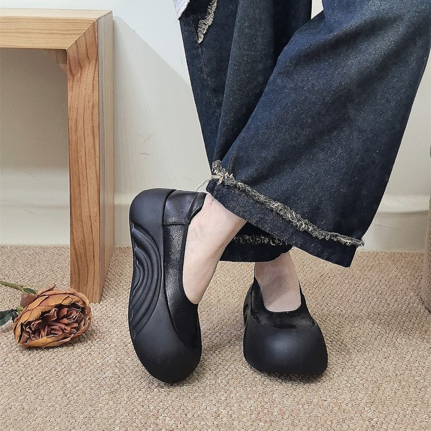 2025春季新款复古真皮休闲单鞋女