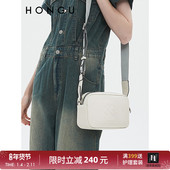 HONGU红谷女包包百搭牛皮休闲单肩包斜挎包百搭小方包机车包包