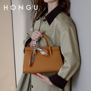 HONGU/红谷女士手拎包丝巾装饰小托特包手提斜挎包休闲高级感包包