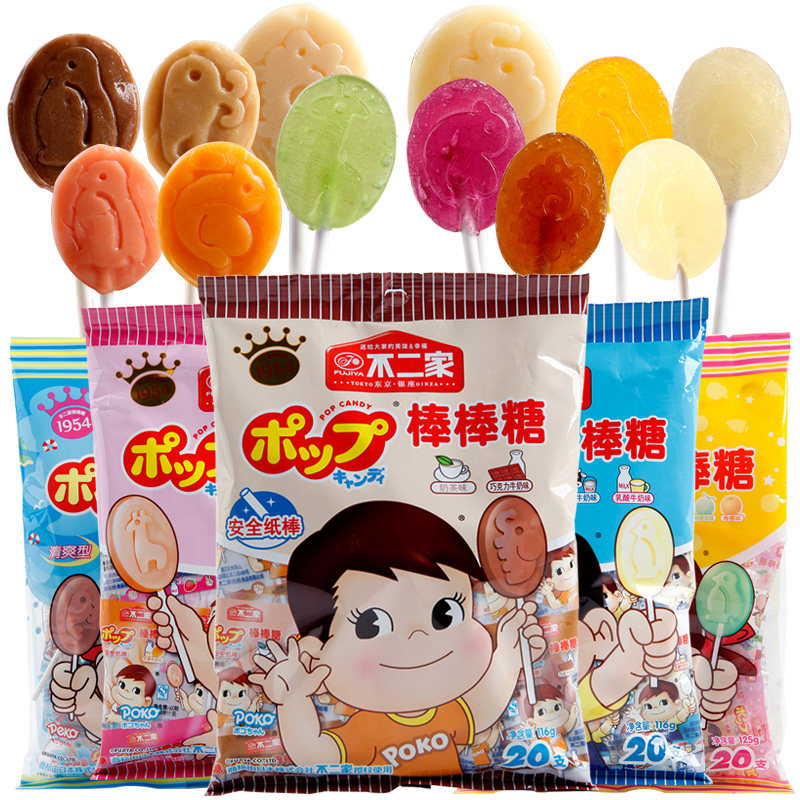 不二家棒棒糖20支奶茶 巧克力味 糖果116g