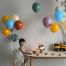 百天庆生复古彩色气球飘空氦气小球儿童生日装 扮布置套餐惊喜礼物