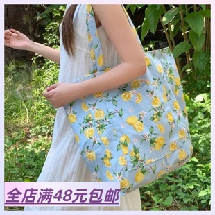 手提单肩大号度假托特包 浪漫帆布环保购物袋 出澳大利亚 法式