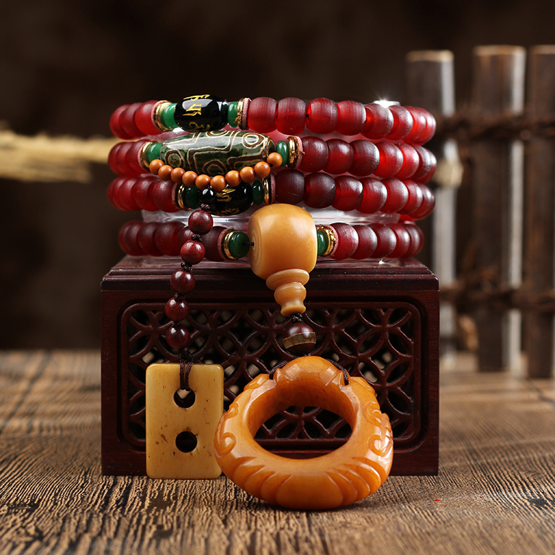 西藏正宗满血羊角骆驼面包圈手链