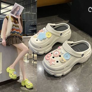 女 软底厚底洞洞鞋 女外穿夏季 2025新款 防滑可爱ins沙滩包头EVA鞋