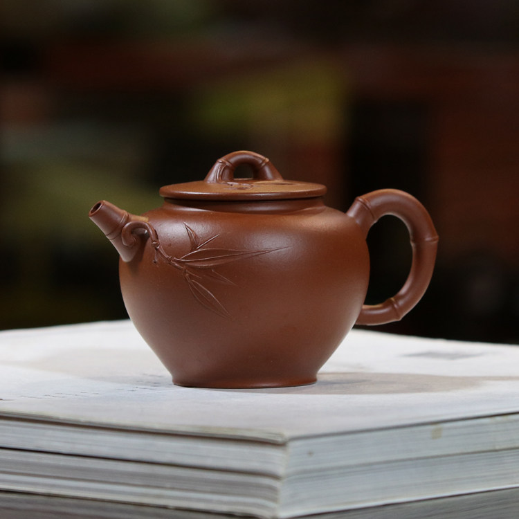 宜兴纯手工紫砂壶原矿朱泥竹节壶小品壶蒋维维功夫泡茶壶