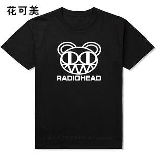 动漫Radiohead 酸T恤复古怀旧水洗图案T恤男棉休闲短袖T恤上衣