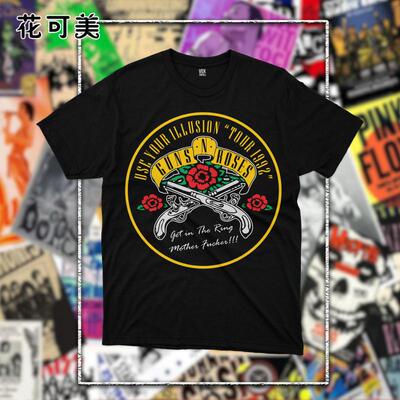 欧美潮流纯棉T恤guns and roses枪与玫瑰乐队男女宽松百搭短袖