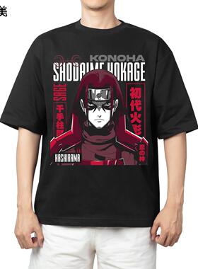 美式潮牌短袖夏季新款纯棉T恤男款休闲宽松半袖t恤上衣火影naruto