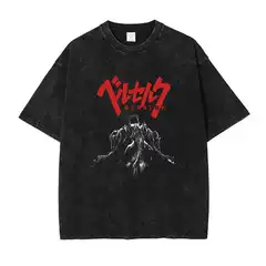 2024 New Vintage Dark Anime Print Street Retro T-Shirt Street Fashion Crew Neck Short Sleeve T-Shirt for Men