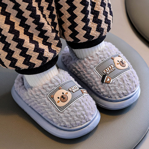 女童棉拖鞋家居卡皮巴拉亲子鞋防滑软底毛拖鞋男童宝宝棉拖鞋冬天