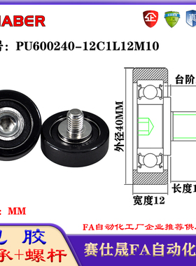 赛仕晟包胶轴承带螺杆PU600240-12C1L12M10聚氨酯轮滚轮静音滑轮