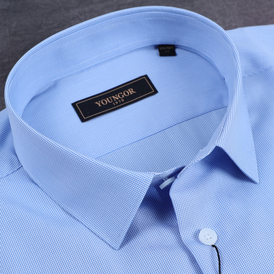 雅戈尔千鸟格纯棉免烫短袖衬衫