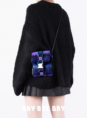 DAY BYE DAY原创单肩斜挎小包甜酷女个性小众牛仔羊毛竖款手机包