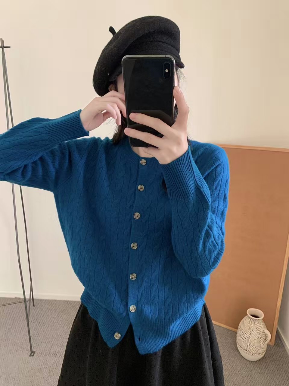 韩版甜美气质减龄气质圆领麻花羊毛秋冬显瘦洋气百搭开衫秋冬羊毛