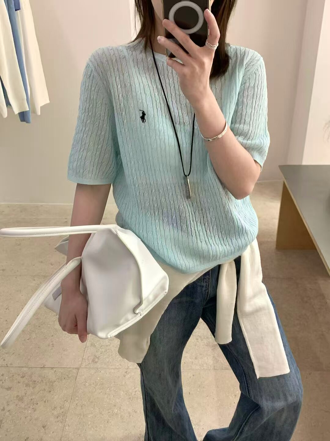 2026甜美淑女气质麻花圆领刺绣显瘦百搭短袖针织衫洋气耐看