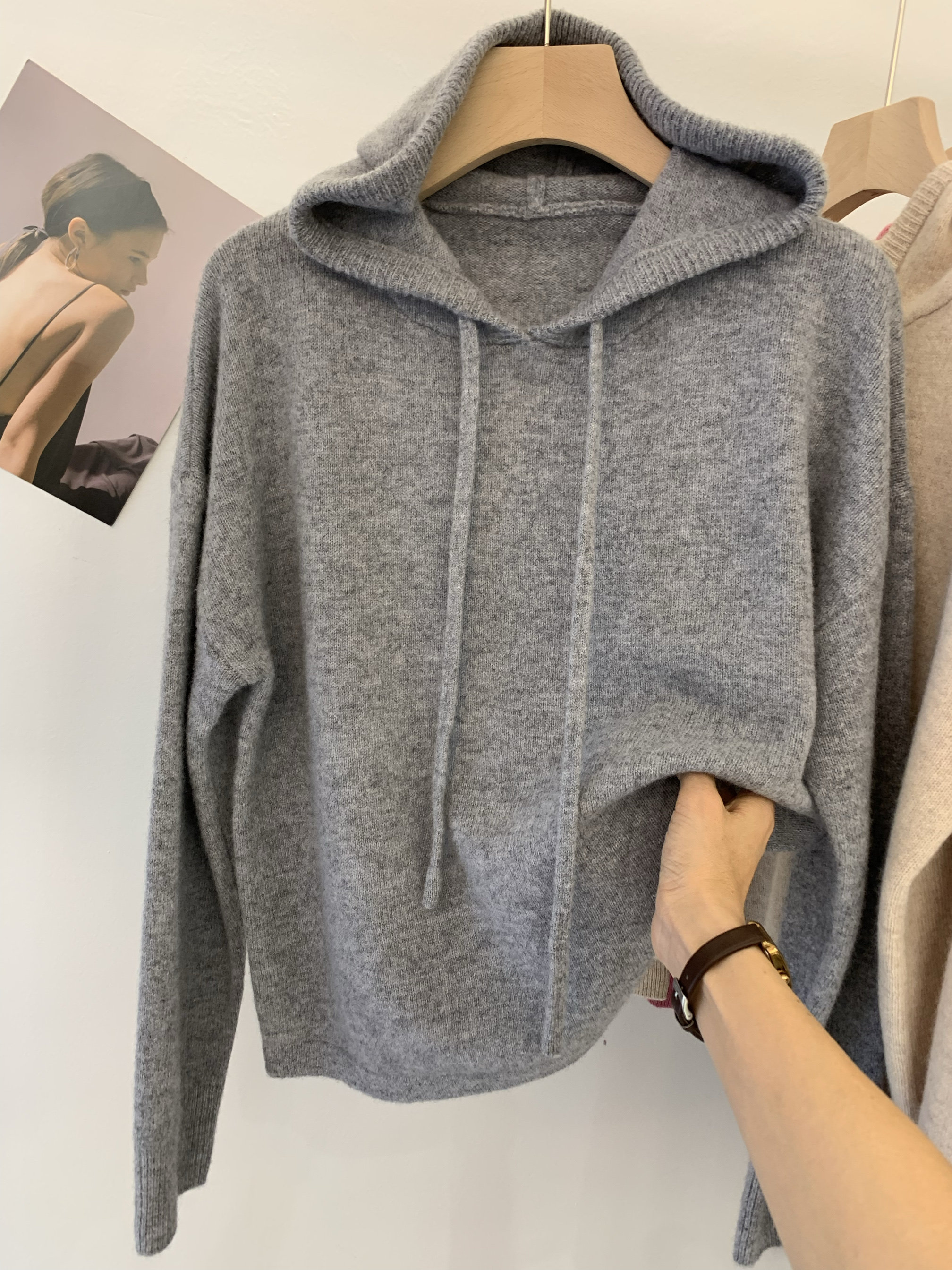 连帽帽衫羊毛衫针织衫毛衣女冬宽松休闲时尚简约百搭内搭外穿洋气