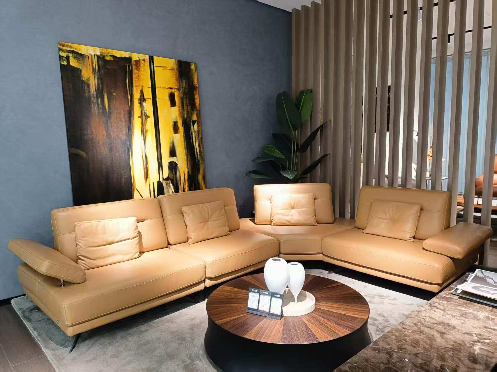 意斯特真皮转角沙发意式简约可调节靠背，E293进口25皮现货清样。