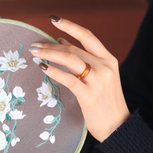 天然缅甸琥珀蜜蜡金珀精致戒圈配饰DIY手工配珠串珠108链手串文玩