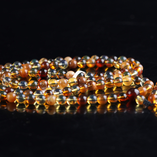 天然缅甸琥珀多宝108链子金珀血珀根珀蓝珀搭平安扣简约多圈手串