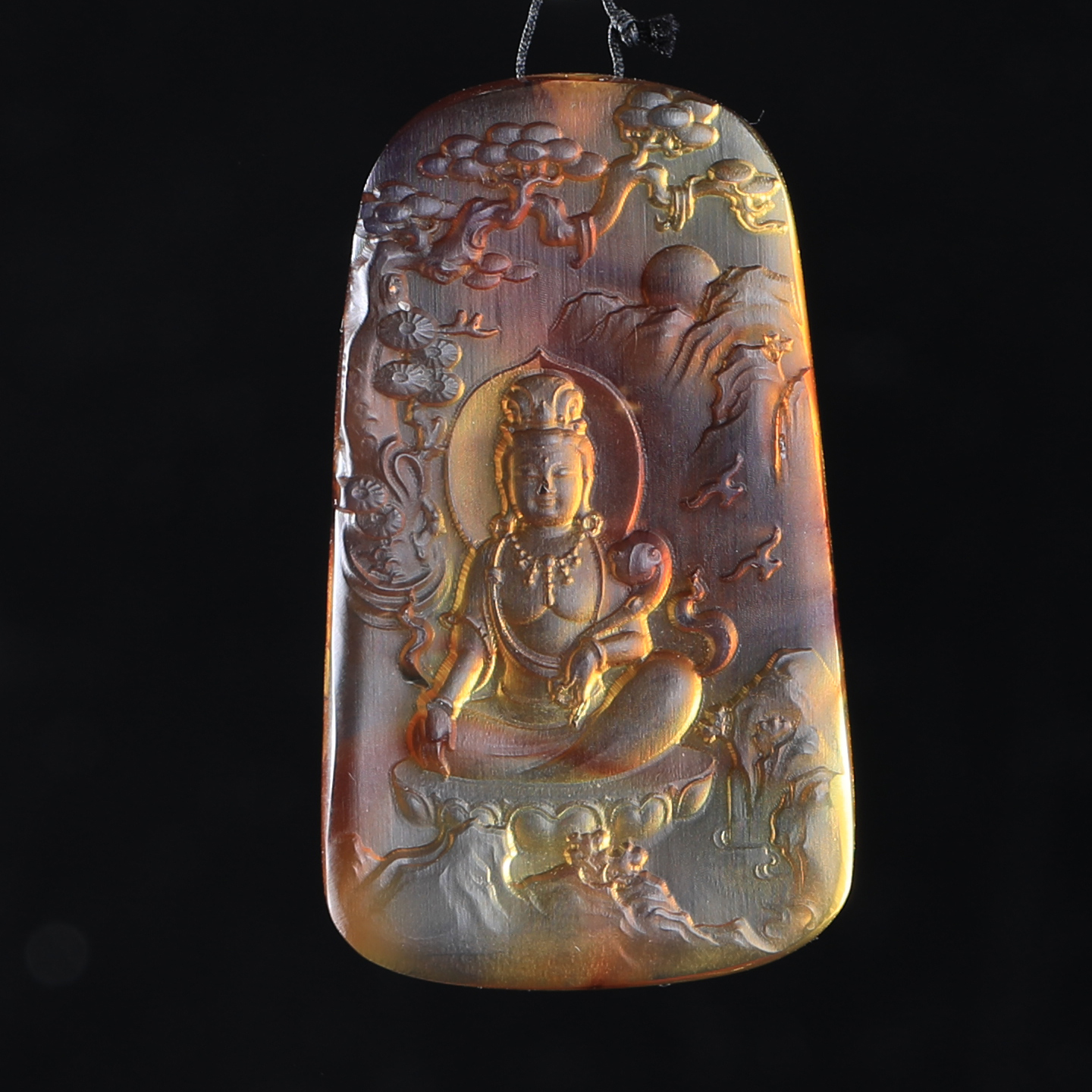 万福缅甸琥珀精美雕刻颈饰