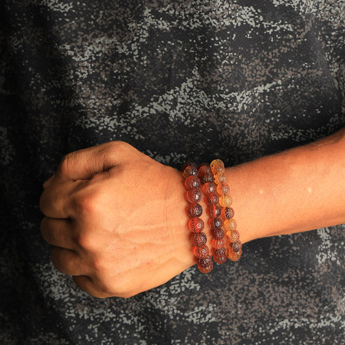 天然缅甸琥珀蜜蜡金珀金棕红蜜多宝雕刻金刚文玩手串单圈