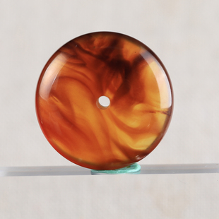 陈万福天然缅甸琥珀蜜蜡手工打磨面包圈平安扣植物虫金蓝根蜜溶洞