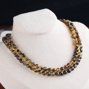 万福天然缅甸琥珀海藻妖花植物意境珀108粒 项链颈饰多圈手饰百搭