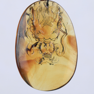 万福天然缅甸琥珀雕刻神龙吊坠红蜜金蓝珀手工雕刻挂件霸气护身