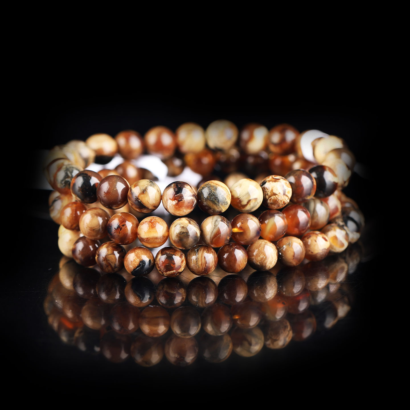 缅甸琥珀小单圈日常圆珠子手串