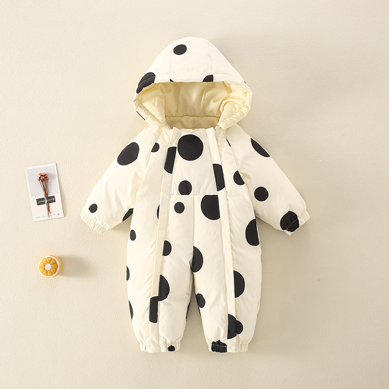 婴儿连体衣男女宝宝冬装羽绒连体衣儿童衣服哈衣爬服男加厚款