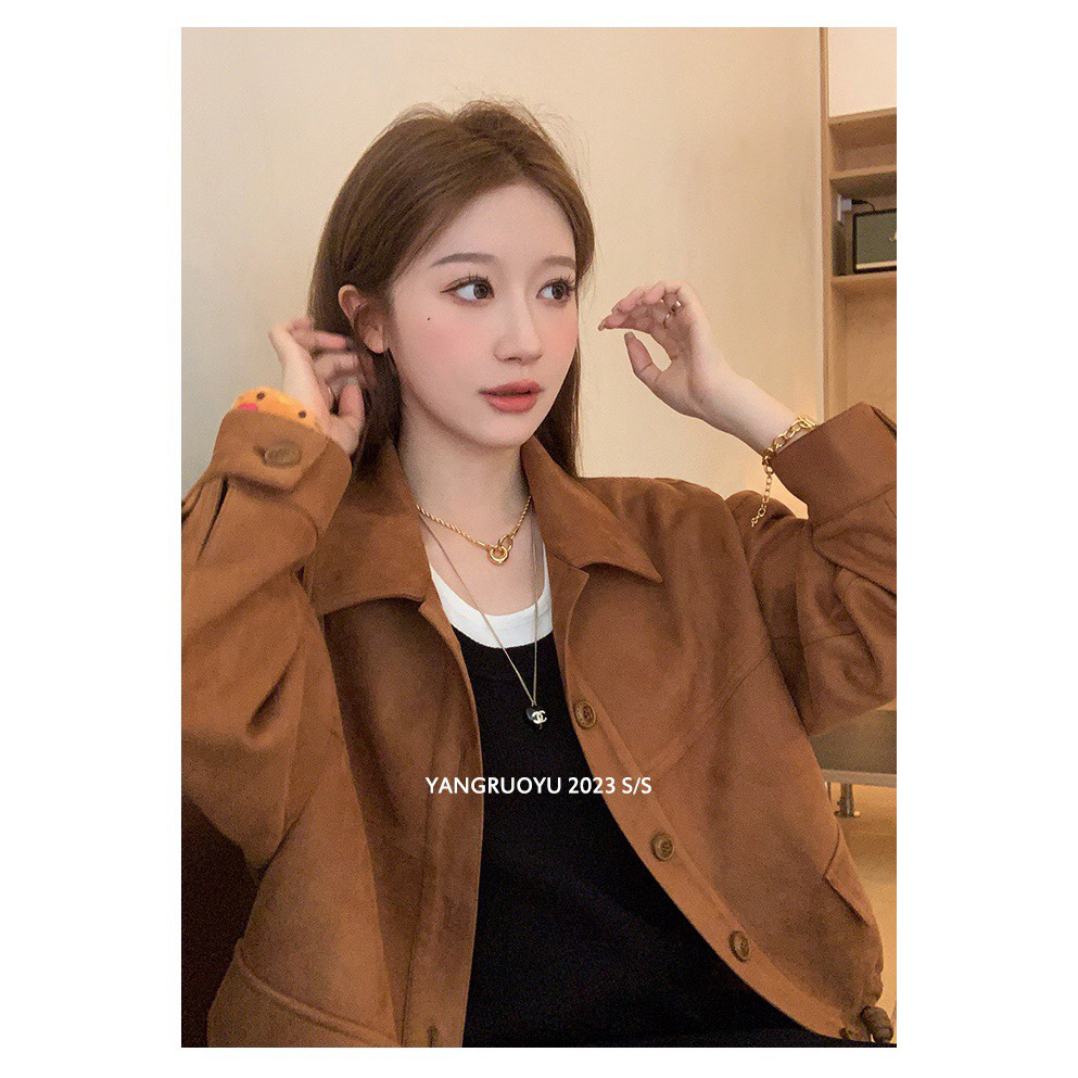 chic春秋短款夹克外套女2024新款韩系小个子美拉德穿搭上衣