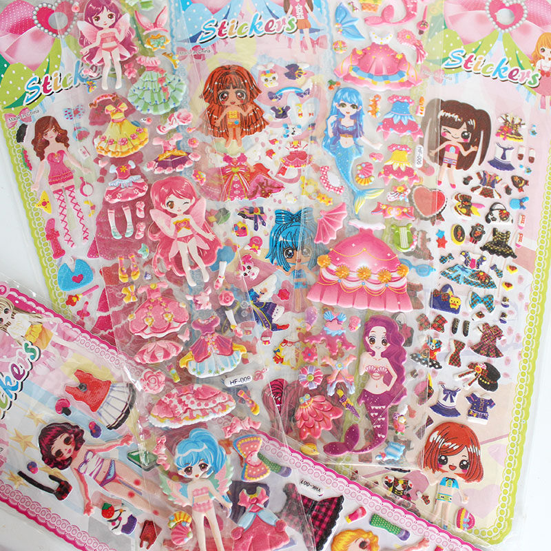 公主女孩时尚幼儿园换装换衣服裙子小粘贴画 diy动手贴画