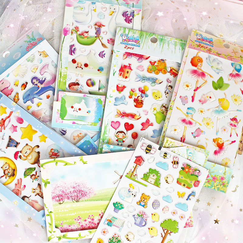 特价 星星美人鱼海底芭蕾舞女孩双张水晶天鹅组合相框贴纸套装