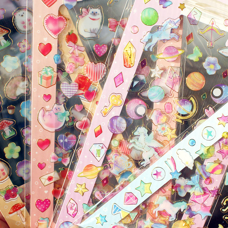 平面烫金漂流瓶手账贴 日记相册diy素材装饰贴画卡通个性创意